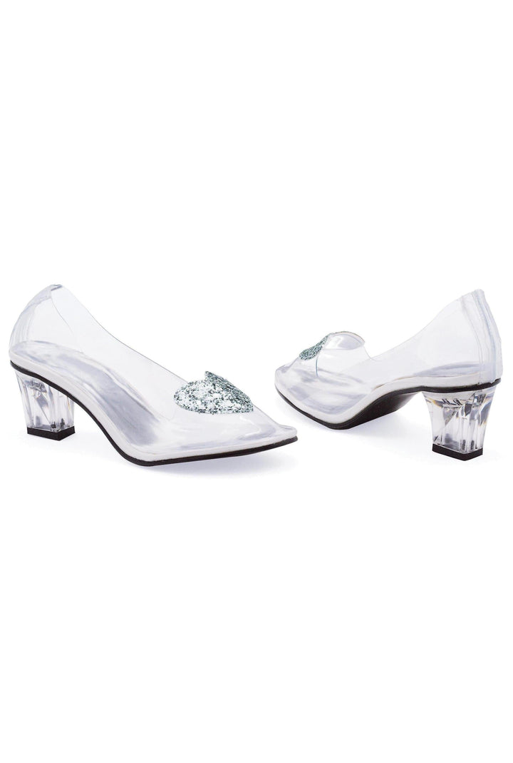 Ellie 212-ARIEL 2" Heel Clear Slipper With Silver Glitter Heart