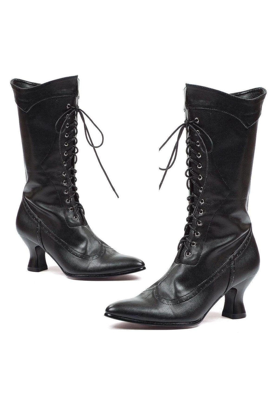 Ellie Shoes Ellie 253 AMELIA 2.5" Zippered Ankle Boot in Black Faux Leather
