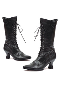 Ellie Shoes Ellie 253 AMELIA 2.5" Zippered Ankle Boot in Black Faux Leather