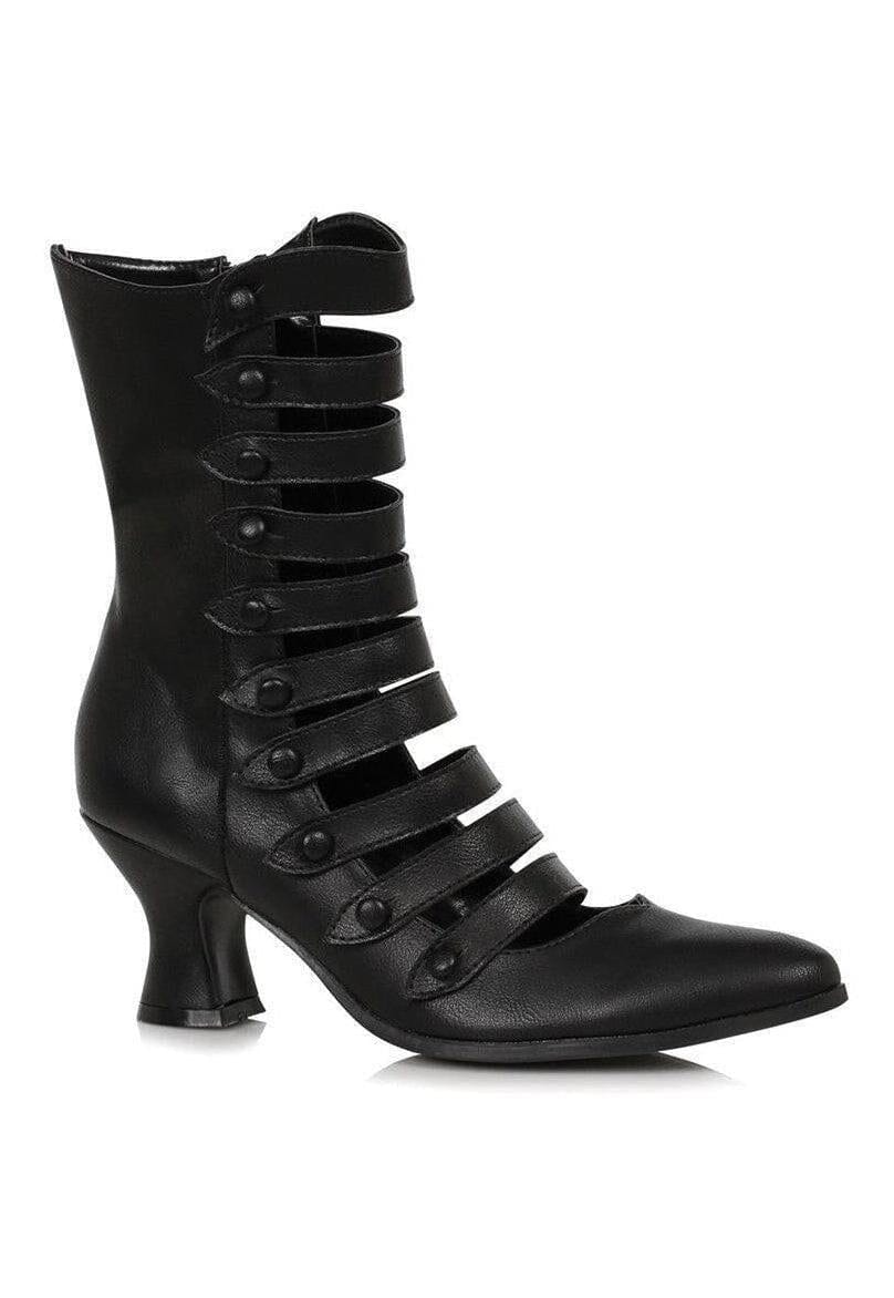 Ellie Shoes Ellie 253 AVA 2.5" Heel Victorian Ankle Boot in Black Faux Leather from SexyShoes.com