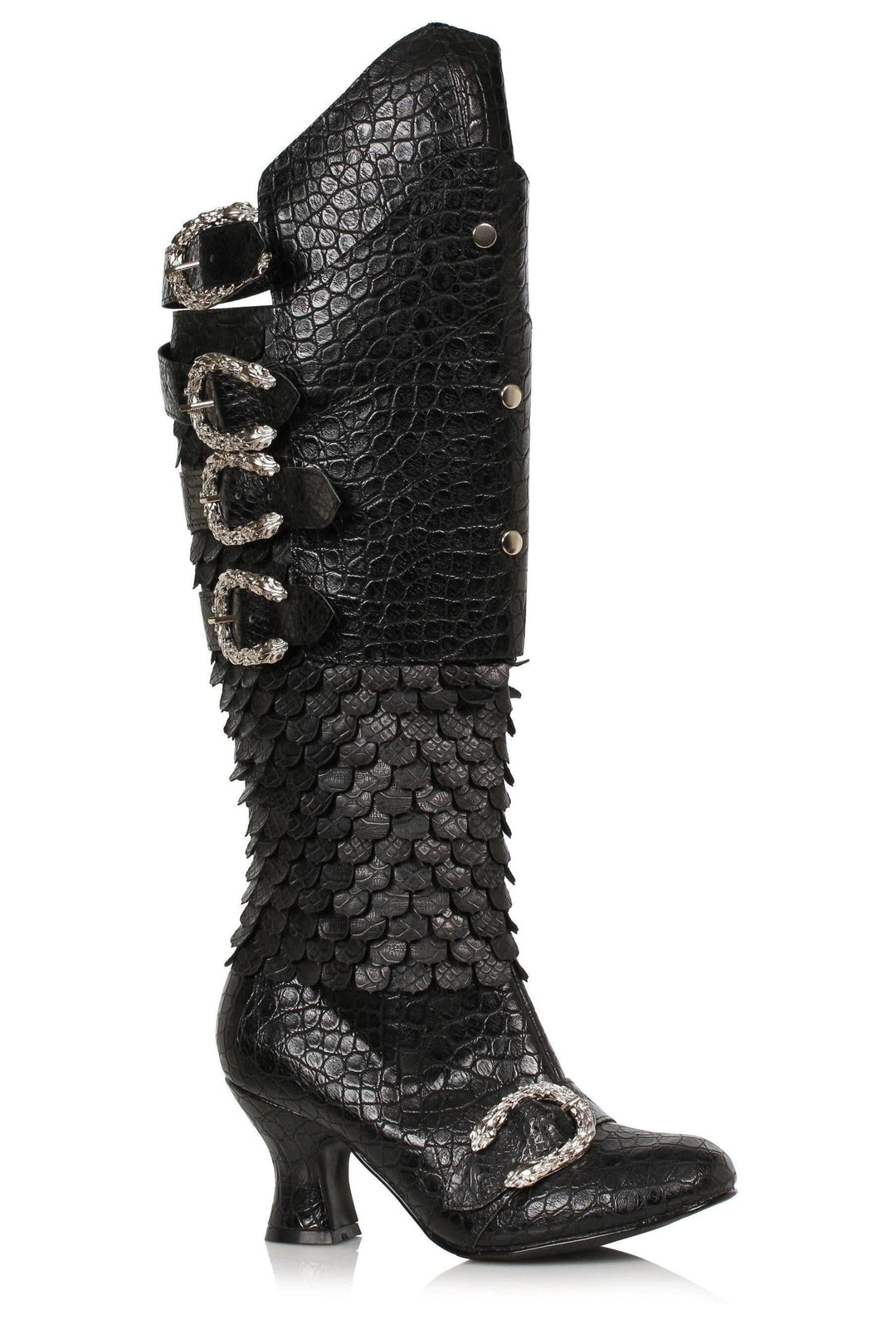 Ellie Shoes Ellie 253 DRAGA 2.5" Heel Women's Dragon Boot in Black Faux Leather from SexyShoes.com