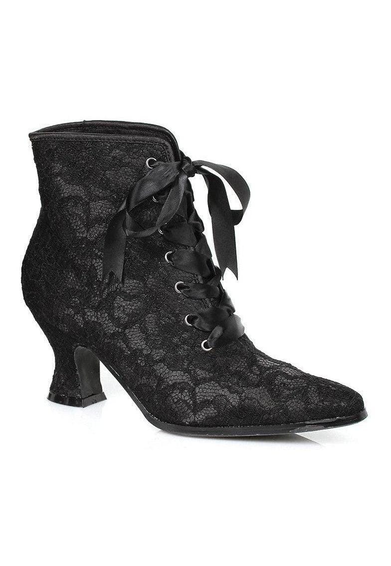 Ellie Shoes Ellie 253 ELIZABETH Victorian Lace Ankle Bootie in Black Faux Leather from SexyShoes.com
