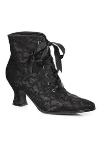 Ellie Shoes Ellie 253 ELIZABETH Victorian Lace Ankle Bootie in Black Faux Leather from SexyShoes.com