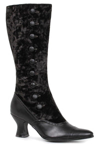 Ellie Shoes Ellie 253 GAIL Victorian Knee Boot in Black Satin from SexyShoes.com
