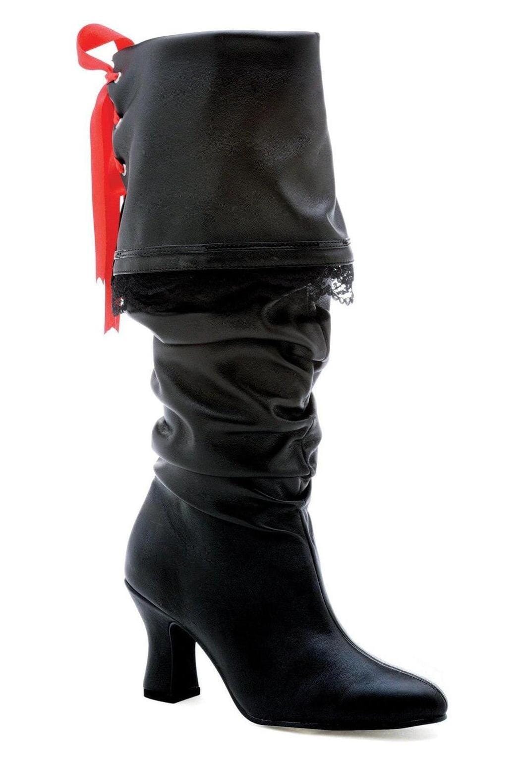 Ellie Shoes Ellie 253 MORGAN 2.5" Knee High Pirate Boot in Black Faux Leather from SexyShoes.com