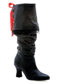Ellie Shoes Ellie 253 MORGAN 2.5" Knee High Pirate Boot in Black Faux Leather from SexyShoes.com
