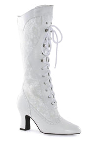 Ellie Shoes Ellie 253 REBECCA 2.5" Ankle Boot With Lace And Zipper in White Faux Leather from SexyShoes.com