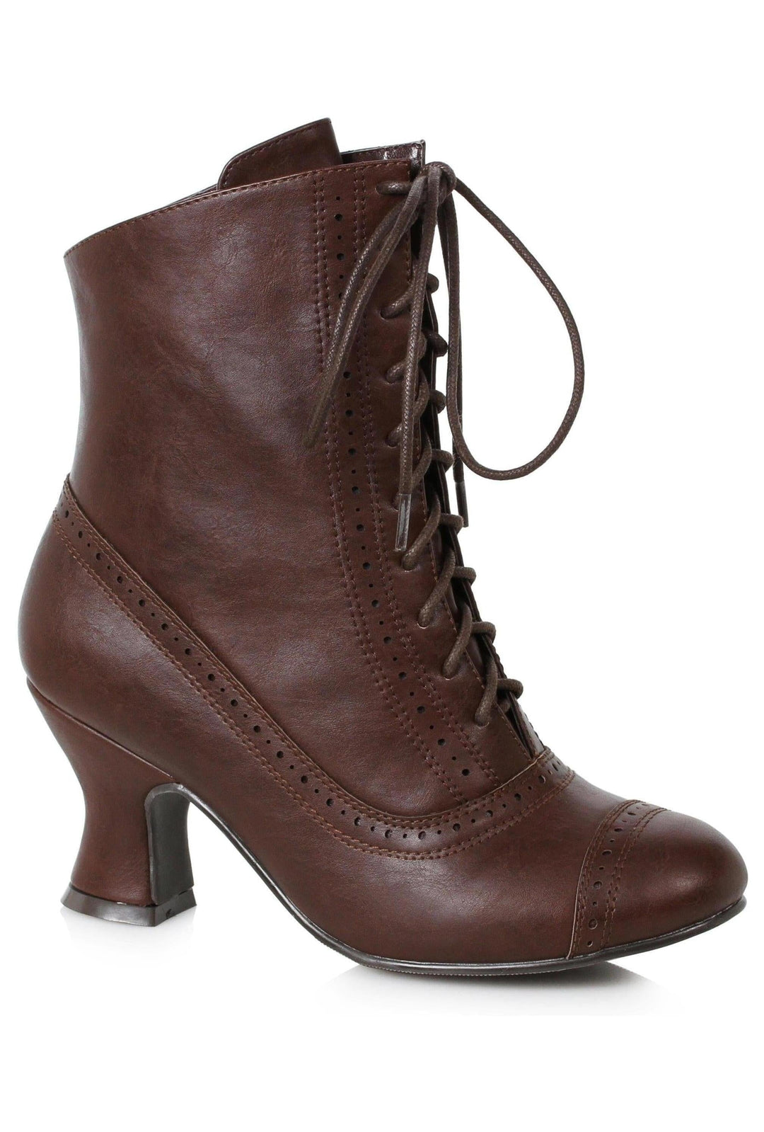 Ellie Shoes Ellie 253 SARAH 2.5" Heel Victorian Bootie in Brown Faux Leather from SexyShoes.com