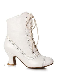 Ellie Shoes Ellie 253 SARAH 2.5" Heel Victorian Bootie in White Faux Leather from SexyShoes.com