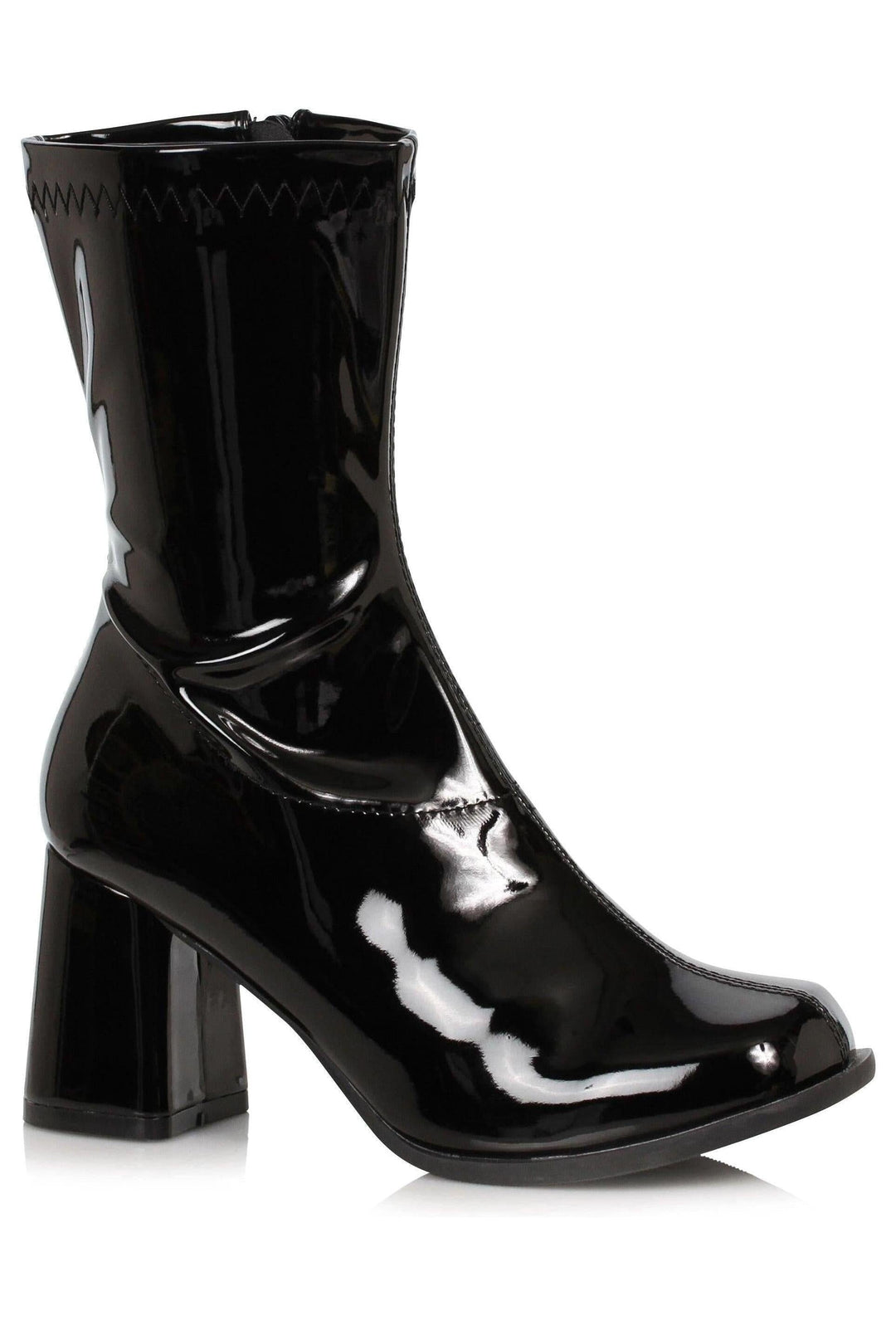 Ellie Shoes Ellie 300 ZIGGY 3" Gogo Ankle Boot in Black Faux Leather from SexyShoes.com