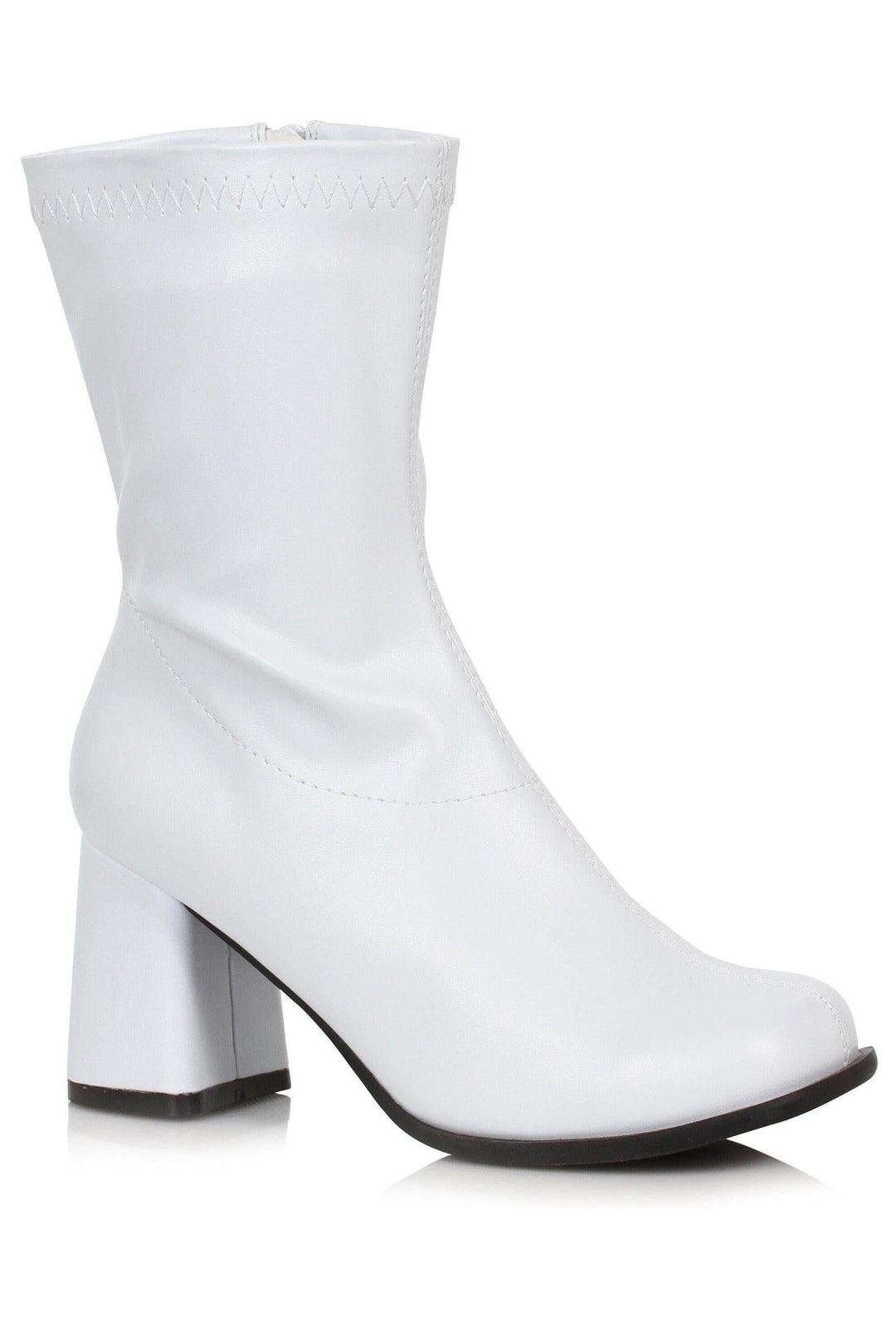 Ellie Shoes Ellie 300 ZIGGY 3" Gogo Ankle Boot in White Faux Leather from SexyShoes.com