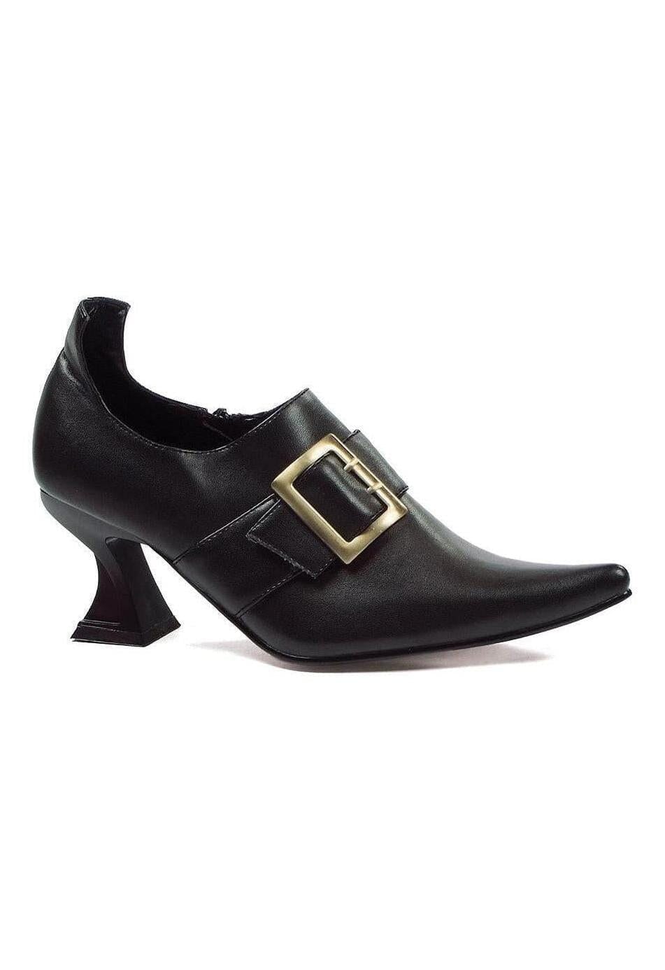 Ellie Shoes Ellie 301 HAZEL 3" Heel Witch Shoe With Buckle in Black Faux Leather from SexyShoes.com