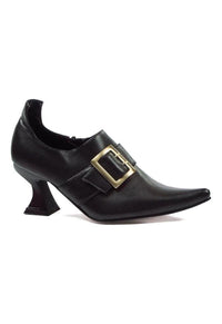 Ellie Shoes Ellie 301 HAZEL 3" Heel Witch Shoe With Buckle in Black Faux Leather from SexyShoes.com