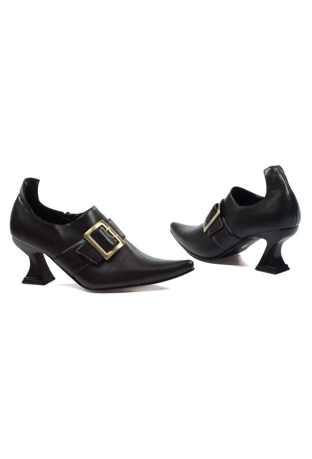 Ellie Shoes Ellie 301 HAZEL 3" Heel Witch Shoe With Buckle in Black Faux Leather