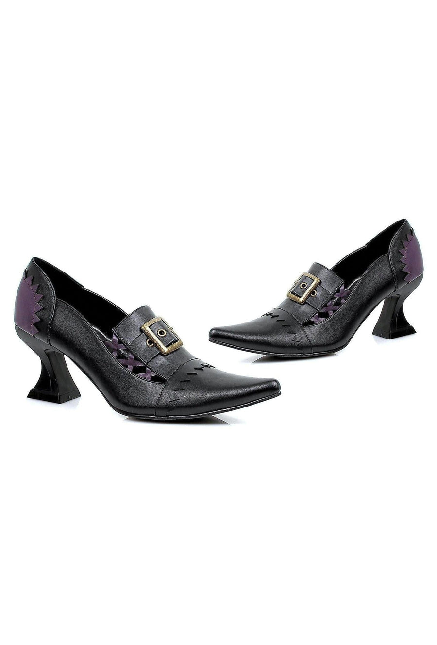 Ellie Shoes Ellie 301 QUAKE 3" Heel Witch Shoe in Black Faux Leather