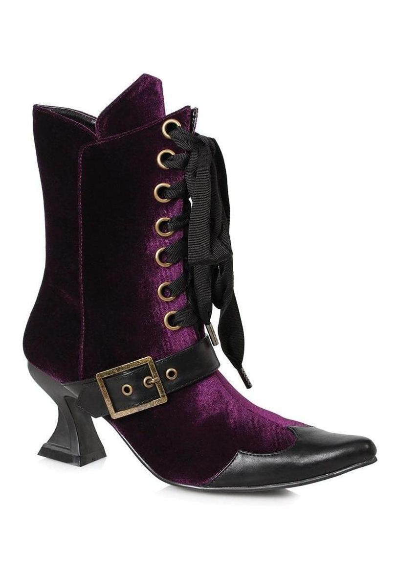 Ellie Shoes Ellie 301 TABBY 3" Heel Witch Bootie in Purple Velvet from SexyShoes.com
