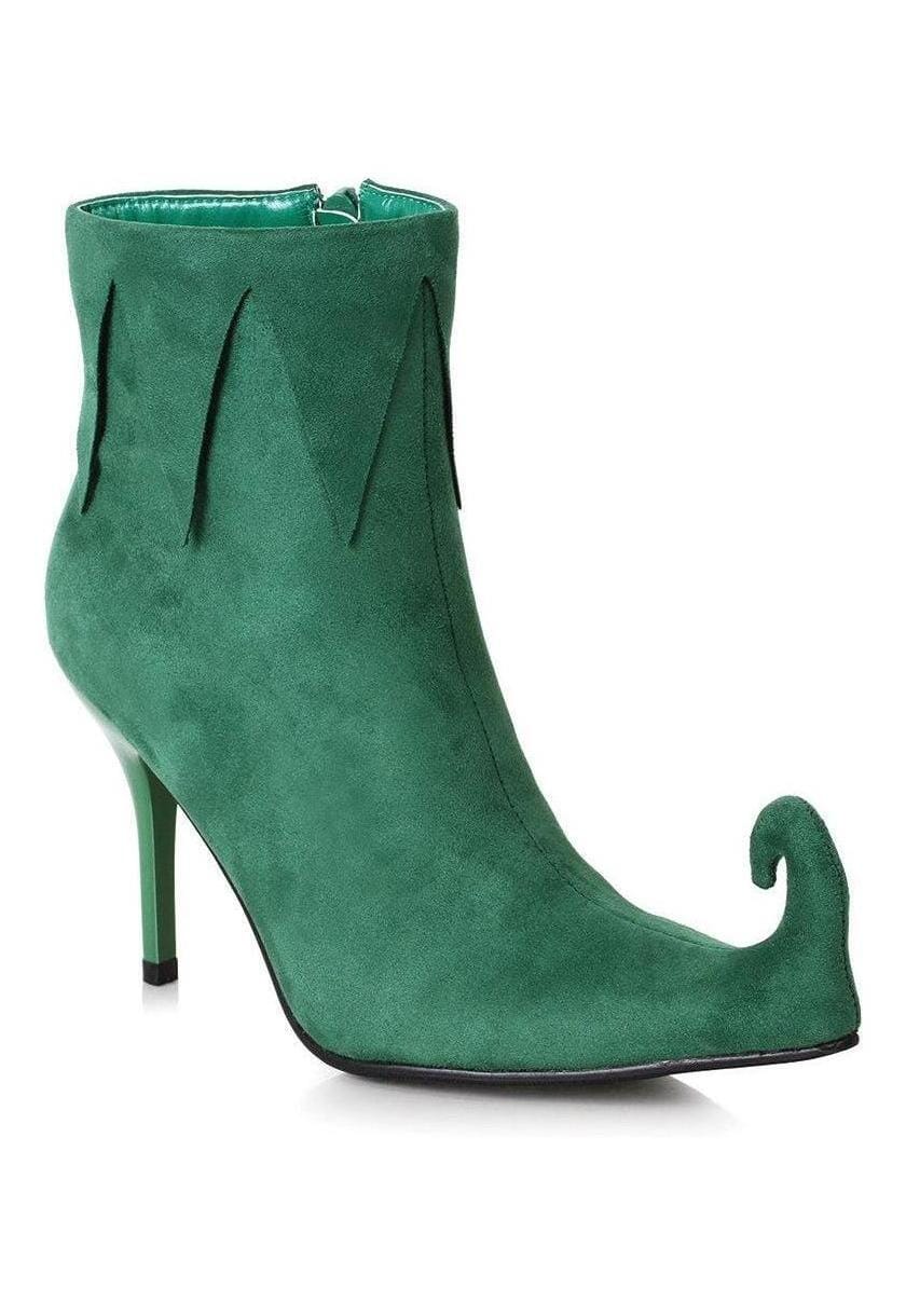 Ellie Shoes Ellie 310 CHEER 3" Heel Sexy Elf Bootie in Green Faux Suede from SexyShoes.com