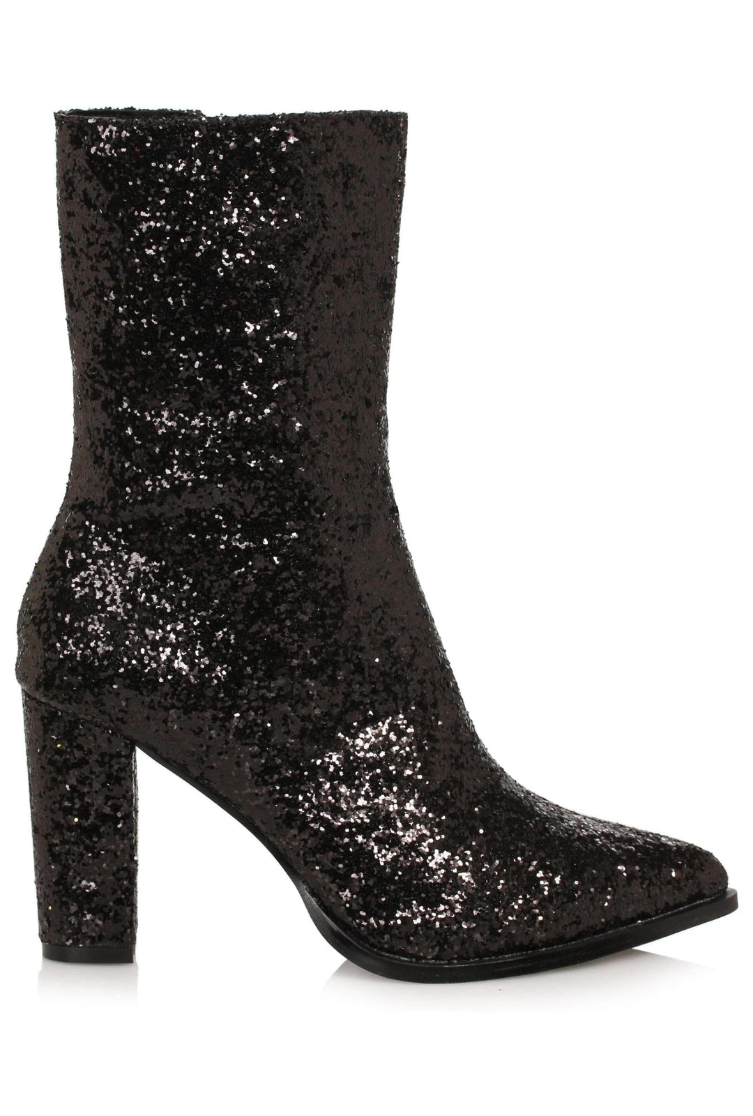 Ellie Shoes Ellie 325 FRESCA 3" Heel Women's Glitter Gogo Calf Boot in Black Faux Leather from SexyShoes.com
