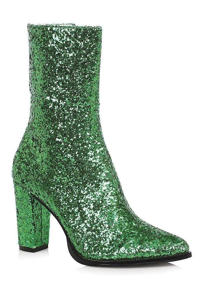 Ellie Shoes Ellie 325 FRESCA 3" Heel Women's Glitter Gogo Calf Boot in Green Faux Leather from SexyShoes.com