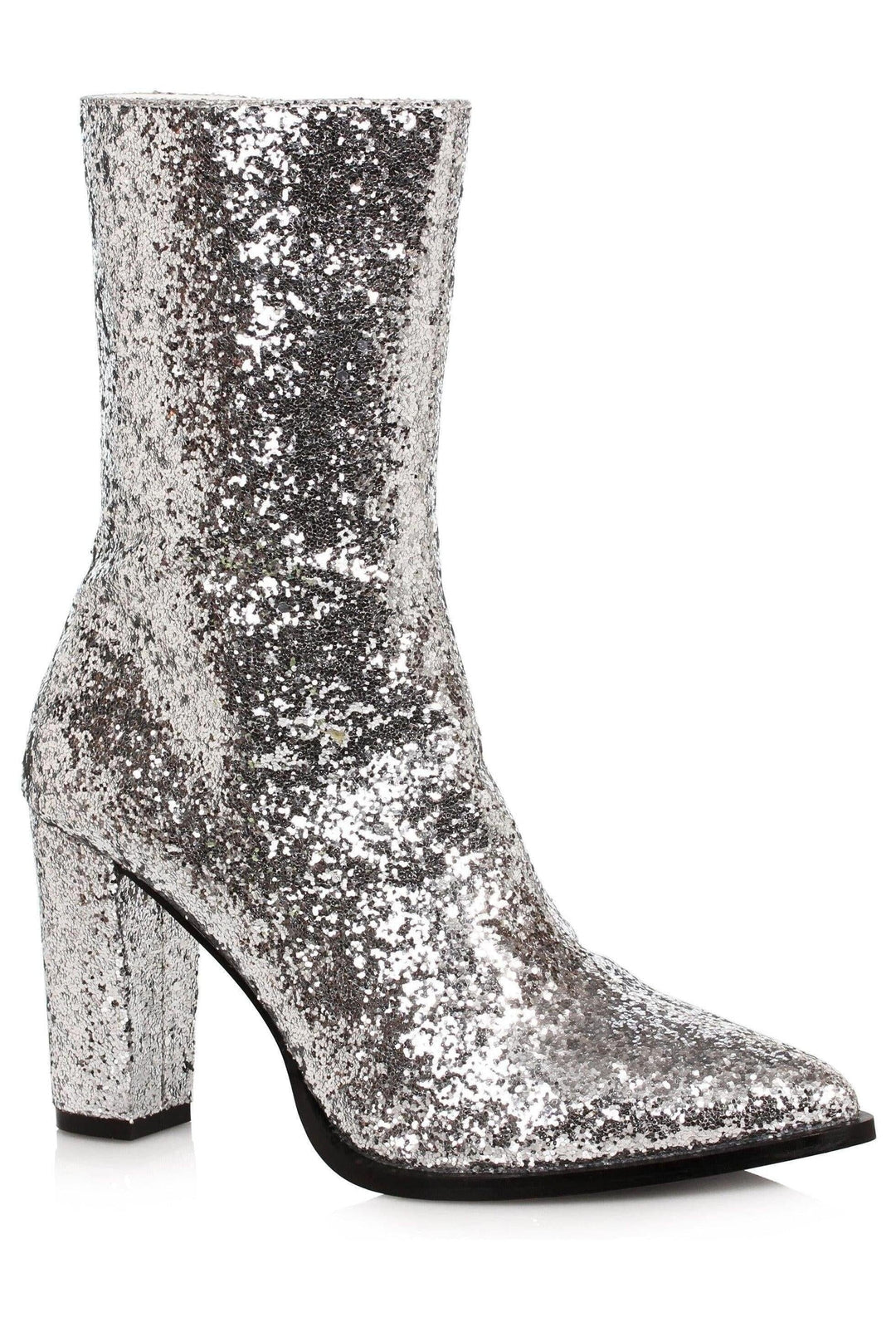 Ellie Shoes Ellie 325 FRESCA 3" Heel Women's Glitter Gogo Calf Boot in Silver Faux Leather from SexyShoes.com