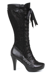 Ellie Shoes Ellie 414 MARY 4" Heel Lace up Victorian Boot in Black Fabric from SexyShoes.com