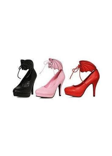 Ellie Shoes Ellie 414 WINGS 4" Heel Women's Pump With Bat Wing Detail in Pink Faux Leather