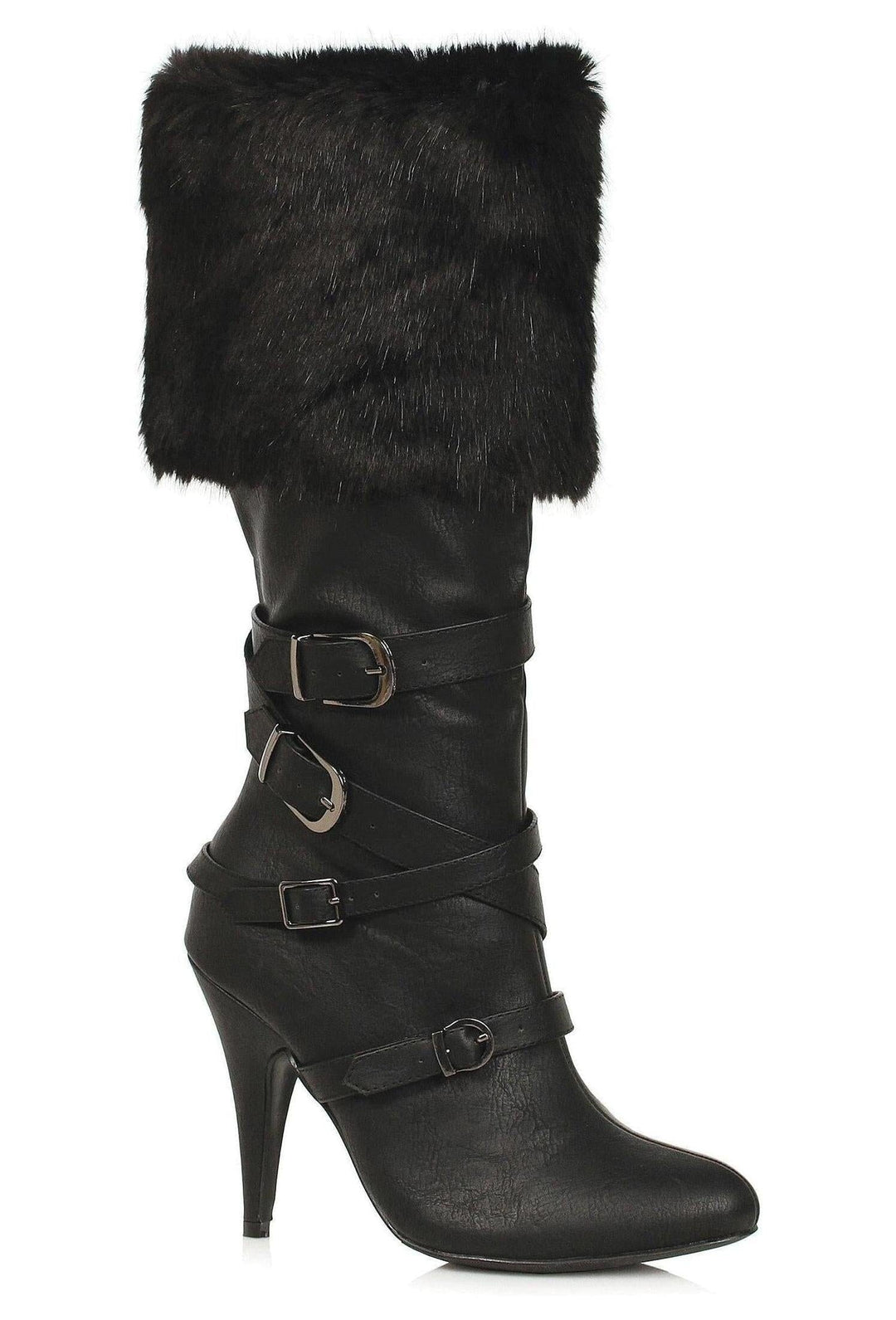 Ellie Shoes Ellie 418 GRETA 4" Heel Warrior Boot in Black Faux Leather from SexyShoes.com