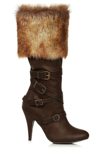 Ellie Shoes Ellie 418 GRETA 4" Heel Warrior Boot in Brown Faux Leather from SexyShoes.com