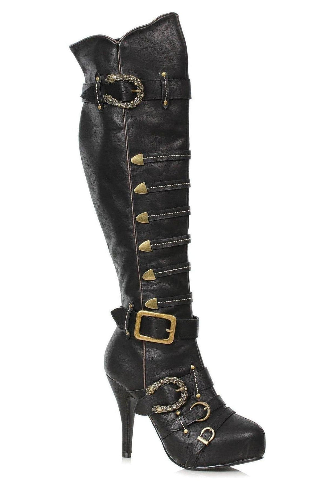 Ellie Shoes Ellie 421 RUMI 4" Knee High Pirate Boot in Black Faux Leather from SexyShoes.com