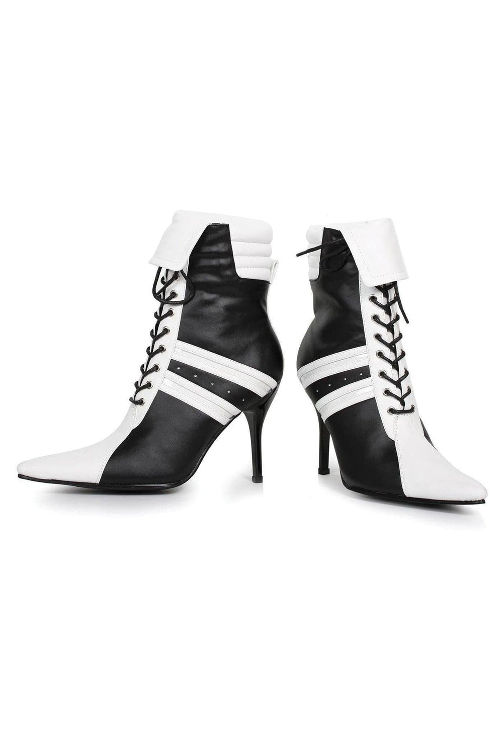 Ellie Shoes Ellie 457 Ref 4" Heel Sporty Referee Bootie in Black Faux Leather