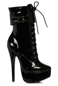 Ellie Shoes Ellie 652 CONSORT 6.5" Lace Up Ankle Boot in Black Faux Leather from SexyShoes.com