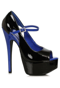 Ellie Shoes Ellie 652 HALLEY 6.5" Open Toe Pump in Blue Patent from SexyShoes.com