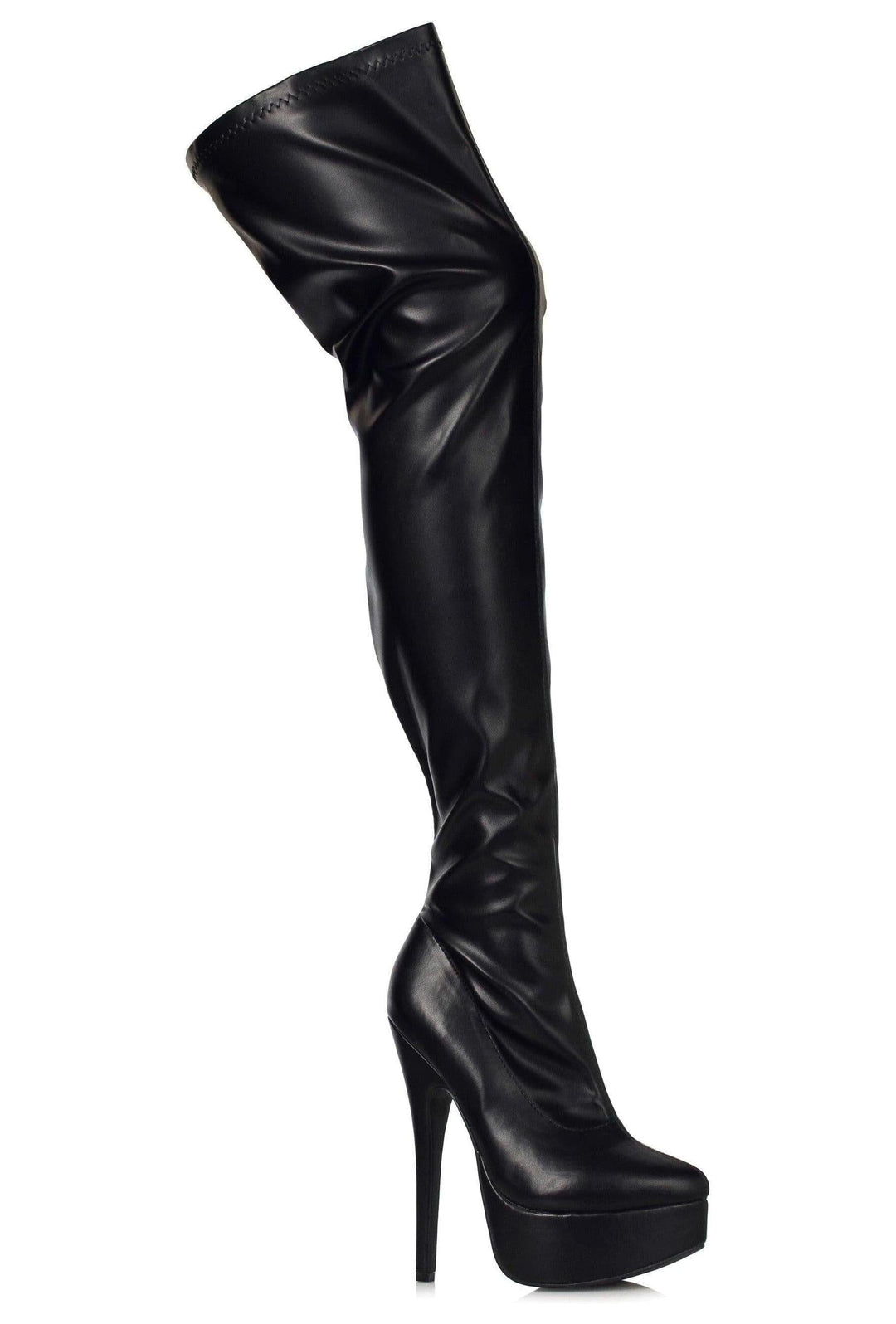 Ellie Shoes Ellie 652 MISTRESS 6.5" Stretch Thigh High Boot in Black Faux Leather from SexyShoes.com