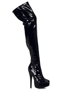 Ellie Shoes Ellie 652 MISTRESS 6.5" Stretch Thigh High Boot in Black Faux Leather from SexyShoes.com