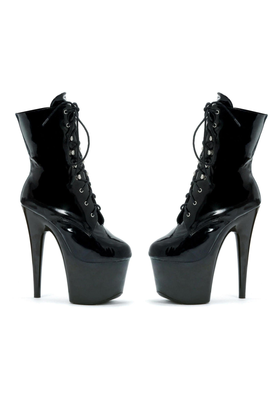 Ellie Shoes Ellie 709 ANGELA 7" Heel Ankle Boots W/Inner Zipper in Black Faux Leather