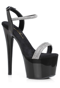 Ellie Shoes Ellie 709 AURELLI 7" Rhinestone Strap Sandal in Black Faux Leather from SexyShoes.com