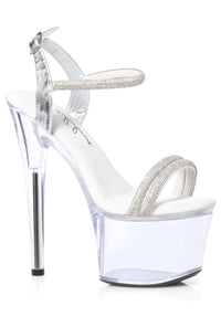 Ellie Shoes Ellie 709 AURELLI 7" Rhinestone Strap Sandal in Silver Faux Leather from SexyShoes.com