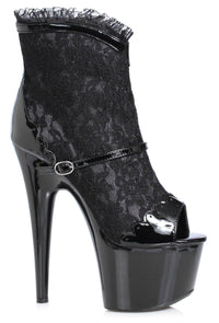 Ellie Shoes Ellie 709 CAMILA 7" Platform Lace Ankle Boot in Black Faux Leather from SexyShoes.com