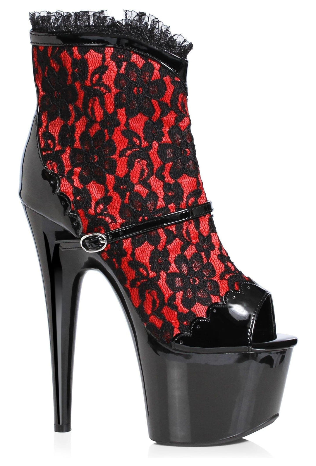 Ellie Shoes Ellie 709 CAMILA 7" Platform Lace Ankle Boot in Red Faux Leather from SexyShoes.com