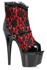 Ellie Shoes Ellie 709 CAMILA 7" Platform Lace Ankle Boot in Red Faux Leather from SexyShoes.com