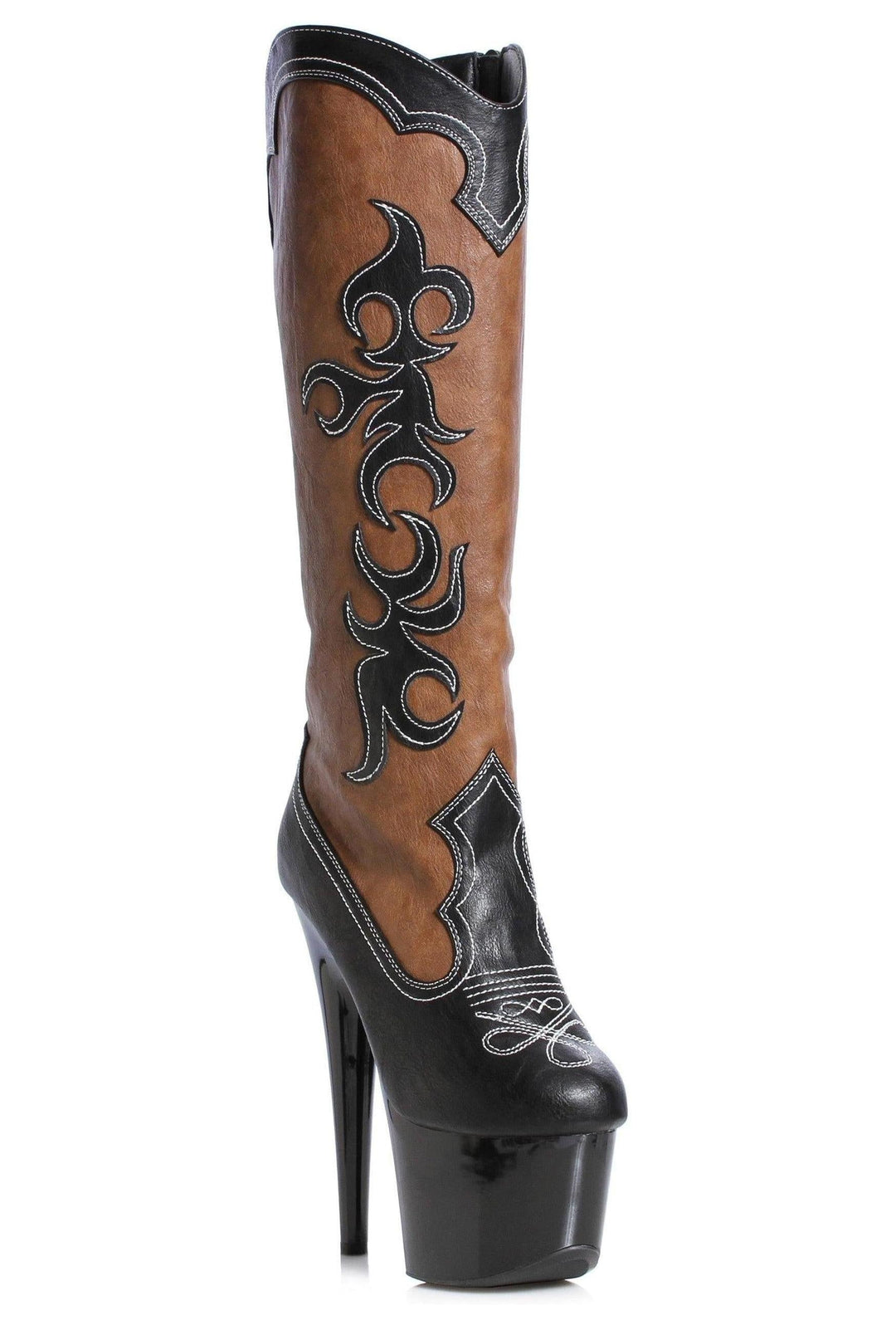 Ellie Shoes Brown Knee Boots Platform Stripper Shoes | Buy at Sexyshoes.com