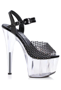 Ellie Shoes Ellie 709 CHERYL 7" Rhinestone Mesh Sandal in Black Mesh from SexyShoes.com