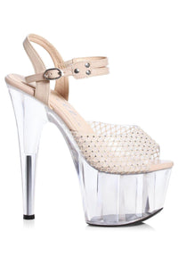 Ellie Shoes Ellie 709 CHERYL 7" Rhinestone Mesh Sandal in Nude Mesh from SexyShoes.com