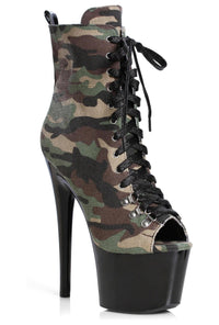 Ellie Shoes Ellie 709 CINDY 7" Platform Lace Up Bootie in Brown Fabric from SexyShoes.com