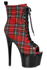 Ellie Shoes Ellie 709 CINDY 7" Platform Lace Up Bootie in Red Fabric from SexyShoes.com