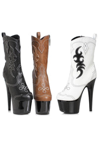 Ellie Shoes Ellie 709 CODY 7" Cowgirl Ankle Boot in Brown Faux Leather