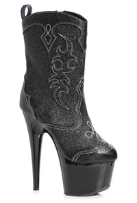 Ellie Shoes Ellie 709 CODY G 7" Glitter Cowgirl Ankle Boot in Black Glitter from SexyShoes.com