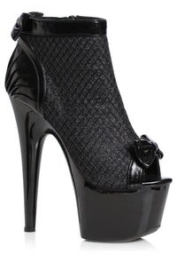 Ellie Shoes Ellie 709 FRANCESCA 7" Platform Open Toe Ankle Bootie in Black Glitter from SexyShoes.com