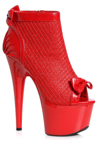 Ellie Shoes Ellie 709 FRANCESCA 7" Platform Open Toe Ankle Bootie in Red Glitter from SexyShoes.com