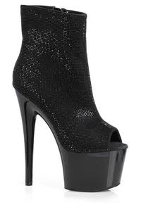Ellie Shoes Ellie 709 LAVISH 7" Platform Shimmering Ankle Boot in Black Faux Leather from SexyShoes.com